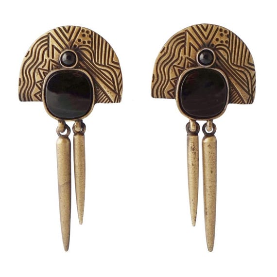 Etched Geometric Dangle Statement Earrings By Laz… - image 1