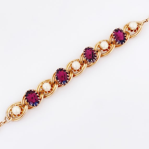 Gold Chain Link Necklace With Amethyst Crystals &… - image 5