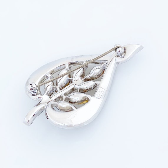 Platinum Trifarium Leaf Brooch With Navettes and … - image 6