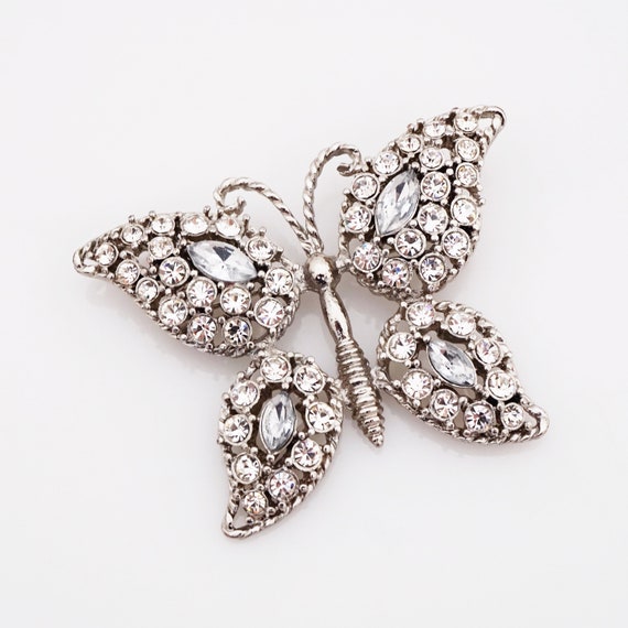 Crystal Encrusted Butterfly Figural Brooch, 1960s - image 2