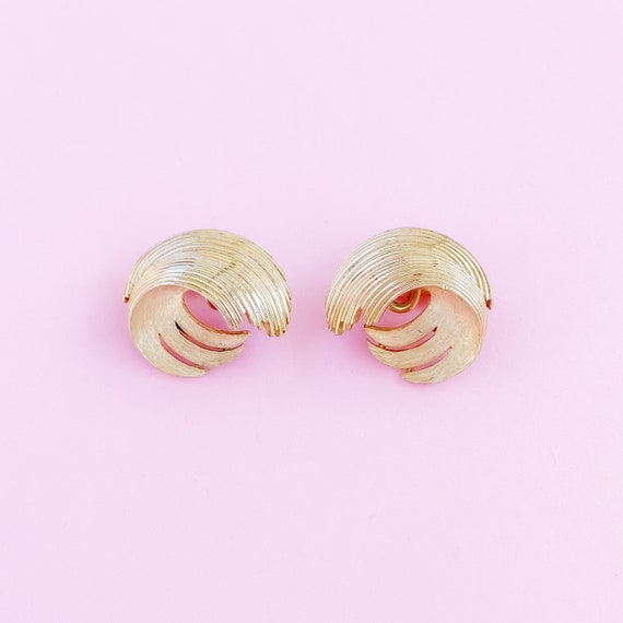 Gilded Brushed Matte Abstract Statement Earrings … - image 2