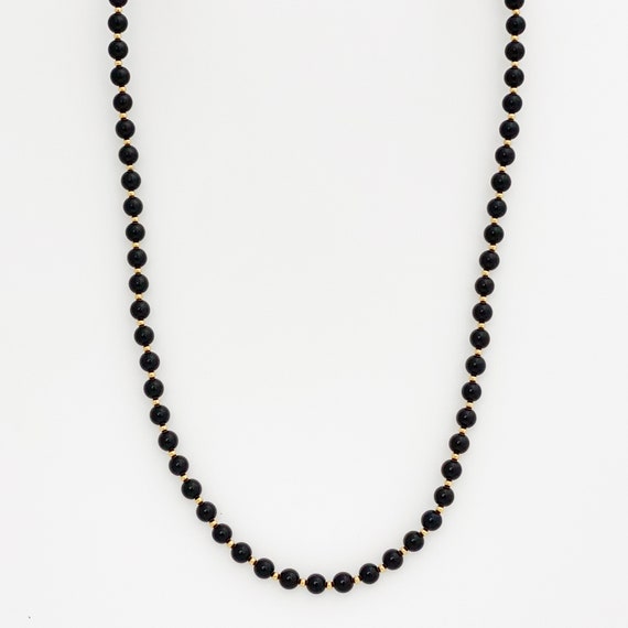 30" Black Beaded Layering Necklace With Gold Acce… - image 3