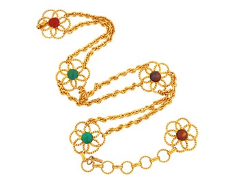 Vergulde Flower Link Chain Belt door Roger Scemama voor YSL, jaren 1960