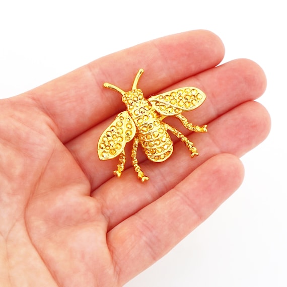 Gold Studded Bee Figural Brooch By Kenneth Jay La… - image 4