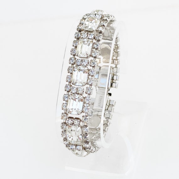 Emerald Cut Crystal Cocktail Bracelet By Kramer, … - image 2