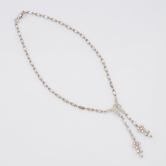 Baguette Crystal Choker Necklace Flower Tassel By… - image 2