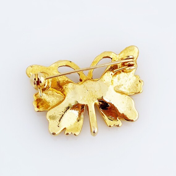 Dainty Gold Figural Butterfly Brooch With Jewel T… - image 4