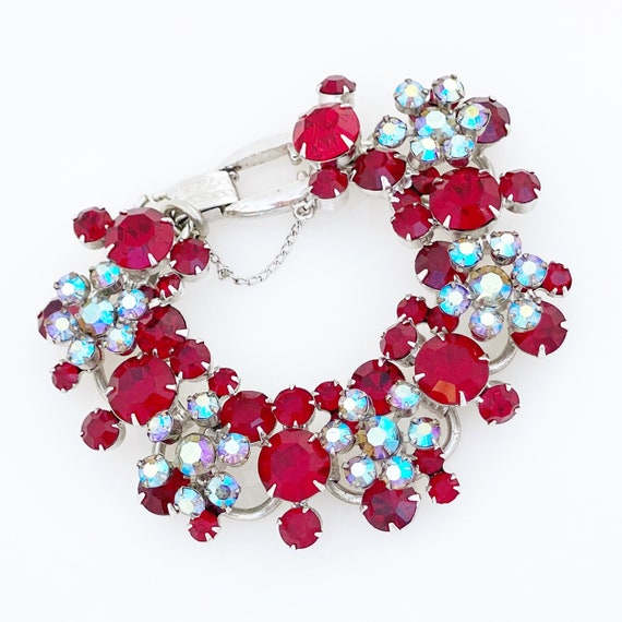Ruby Red and Baby Blue Aurora Borealis Crystal Ju… - image 3