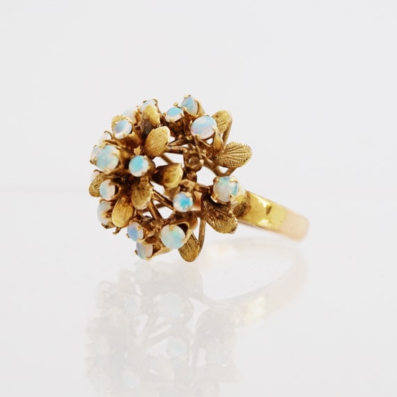 12k Gold Leaves and Layered Opal Cluster Ring (Si… - image 3