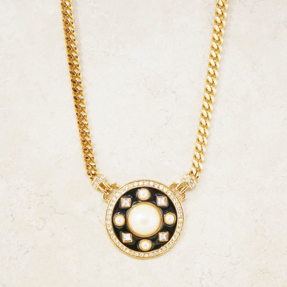Vintage Black Enamel Deco Style Curb Chain Necklace b… - Gem Vintage Black Enamel Deco Style Curb Chain Necklace b… - Gem
