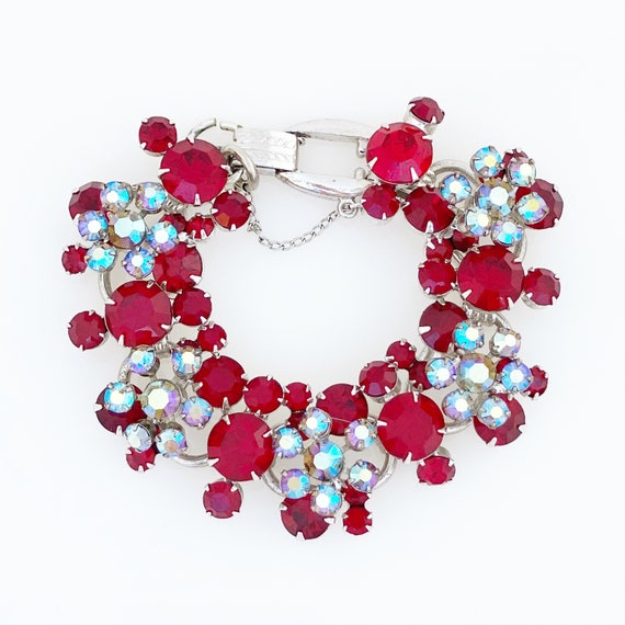 Ruby Red and Baby Blue Aurora Borealis Crystal Ju… - image 2