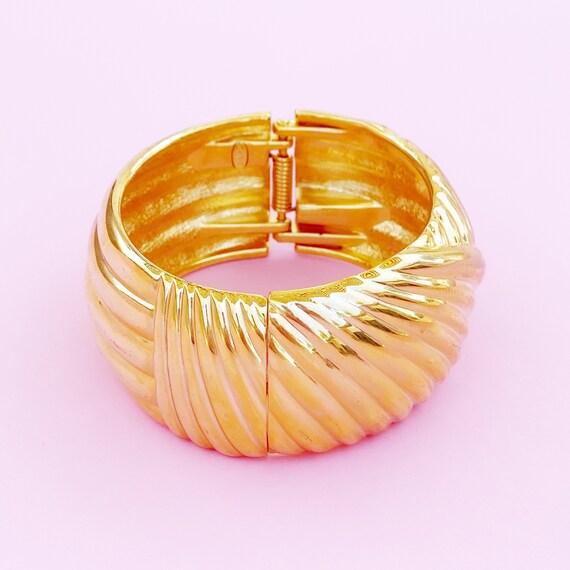 Gilded Weave Texture Hinged Bracelet By Joan Rive… - image 6