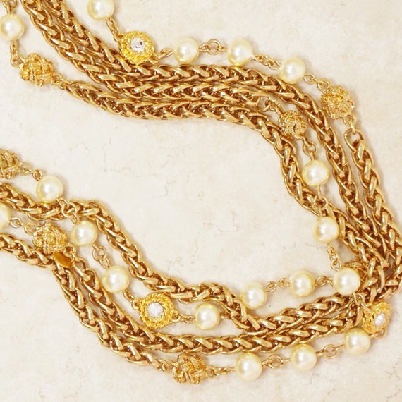 Vintage 94" Heavy Gilt Braided Chain Necklace wit… - image 7