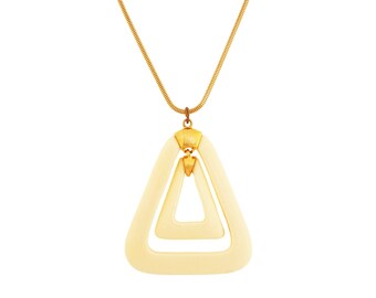 Modernist Geometric Cream Acrylic Pendant Necklace, 1970s