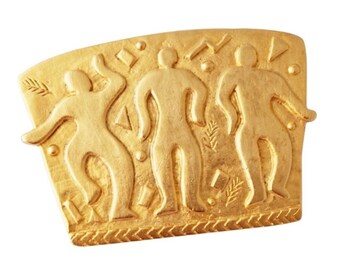 Gilded Dancing Men Brooch By Jonette, 1980s