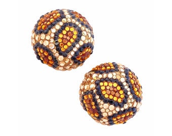 Leopard Print Crystal Encrusted Dome Earrings By Richard Kerr, 1980s