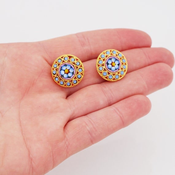 Italian Micro Mosaic Floral Earrings, 1950s - image 5