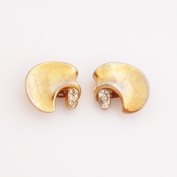 Gilded Curved Link With Crystal Accents "Comet" C… - image 3