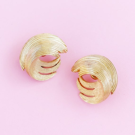 Gilded Brushed Matte Abstract Statement Earrings … - image 1