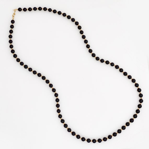 30" Black Beaded Layering Necklace With Gold Acce… - image 2