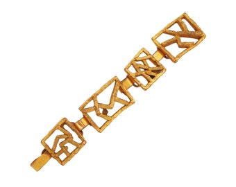 Chunky Brutalist Abstract Link Armband Door Jacob Hull, jaren 1970