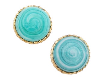 Boucles d’oreilles Milky Mint Art Glass Hard Candy par Vogue, 1960s