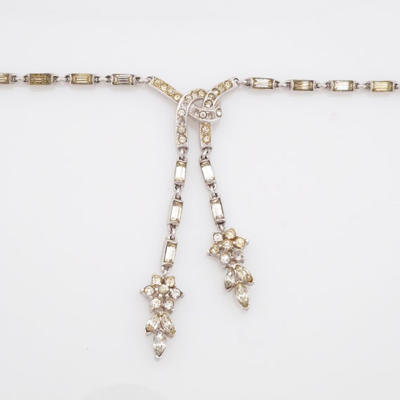 Baguette Crystal Choker Necklace Flower Tassel By… - image 4