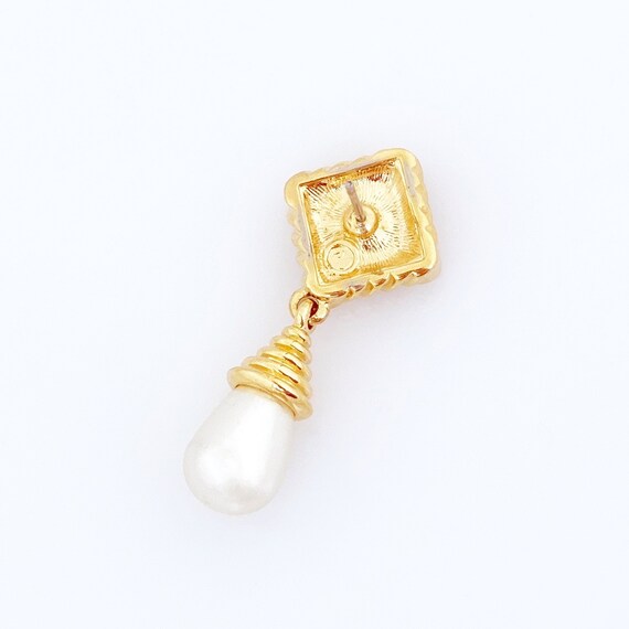 Pearl Drop Earrings With Ruby Red Crystals By Swa… - image 3