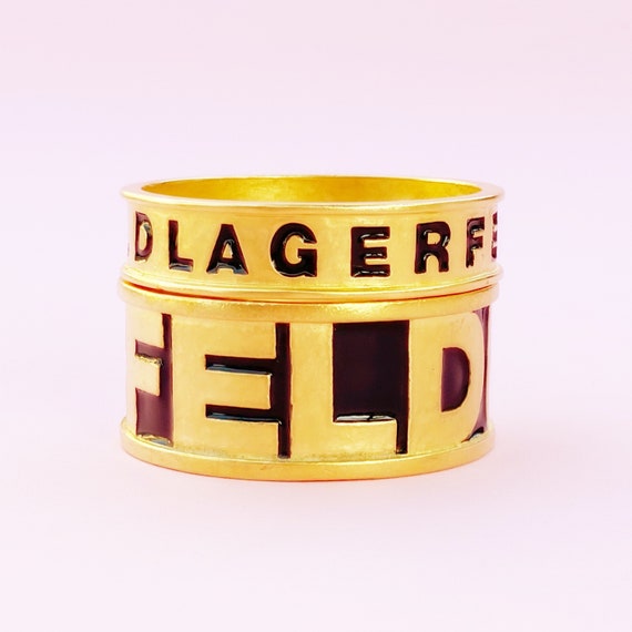 Vintage Gilt & Black Enamel "LAGERFELD" Oversized… - image 7