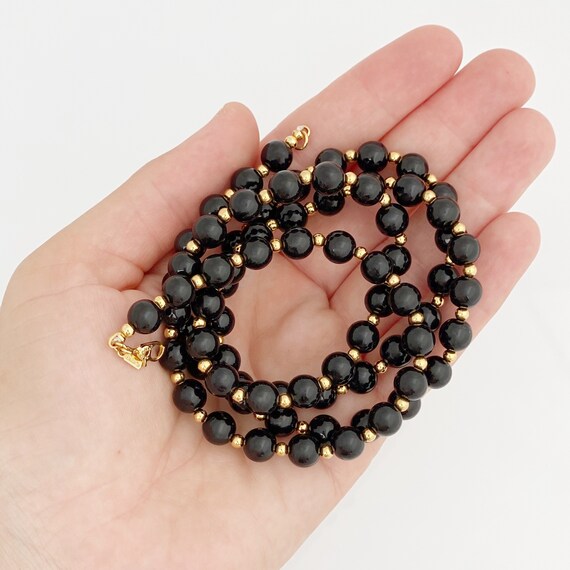 30" Black Beaded Layering Necklace With Gold Acce… - image 6