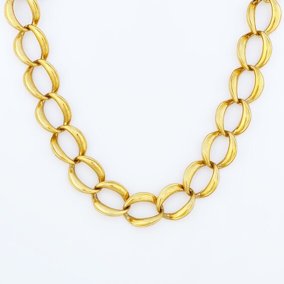 Gold Chunky Oval Link Chain Choker Necklace By An… - image 3