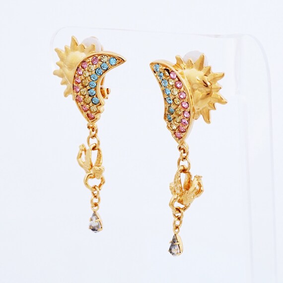 Whimsical Sun, Rainbow and Cherub Dangle Earrings… - image 3