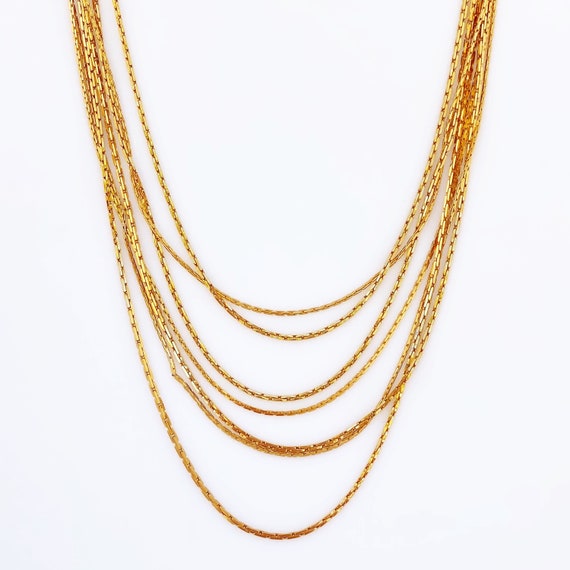 Gold Seven Strand Slinky Chain Necklace By Napier… - image 3