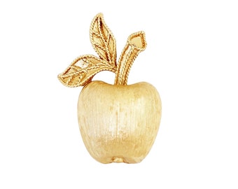 Dainty Gold Figural Apple Brooch By Avon, 1970s