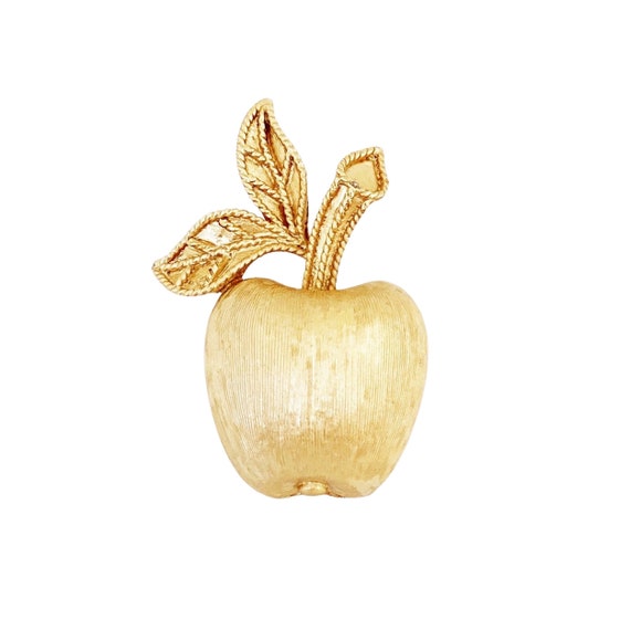 Dainty Gold Figural Apple Brooch By Avon, 1970s