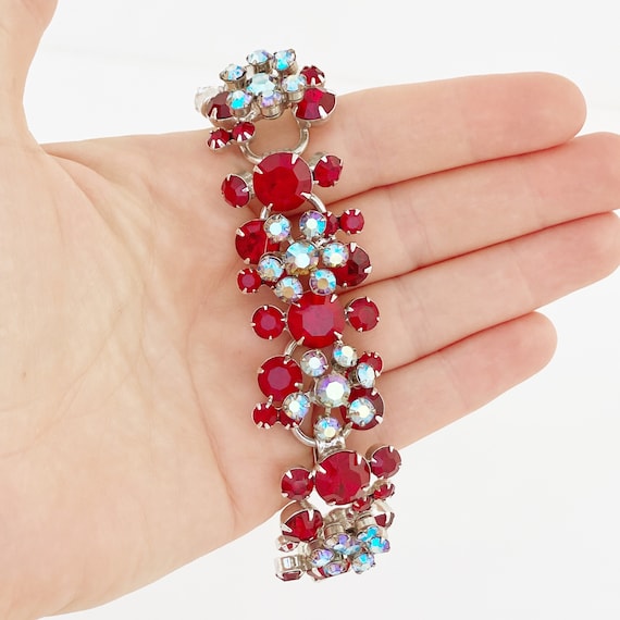 Ruby Red and Baby Blue Aurora Borealis Crystal Ju… - image 8
