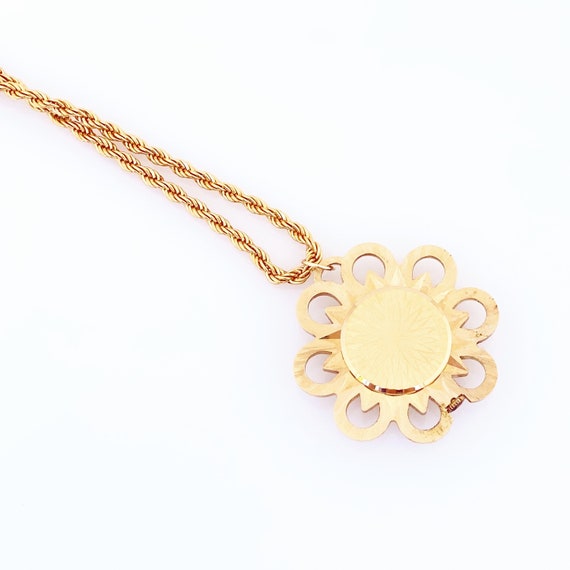 Mid Century Floral Watch Pendant Necklace By Cara… - image 7