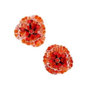Tangerine Orange Emaille Blume Figur Ohrringe, 1960er Jahre
