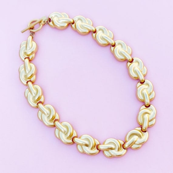 Vintage Gilded Knot Link Choker Necklace by Anne … - image 2