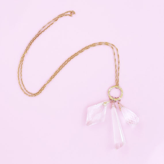 Extra Large Lucite Crystal Dangle Pendant Necklac… - image 4