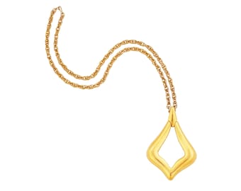 Gilded Modernist Pendant Statement Necklace By Crown Trifari, 1960s