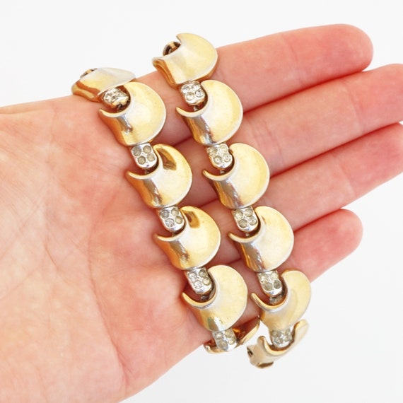Gilded Curved Link With Crystal Accents "Comet" C… - image 8
