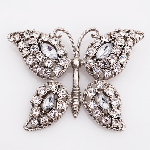 Crystal Encrusted Butterfly Figural Brooch, 1960s - image 3