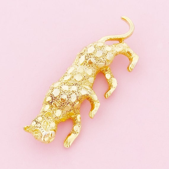 Gilded Leopard Figural Brooch By Gerry's, 1980s - image 3
