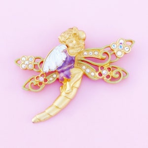 Woodland Fairy Enameled Figural Brooch By Kirks Folly, 1980s