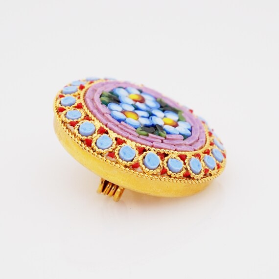 Italian Micro Mosaic Floral Brooch, 1950s - image 3