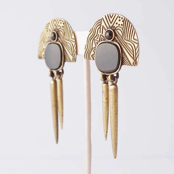 Etched Geometric Dangle Statement Earrings By Laz… - image 3