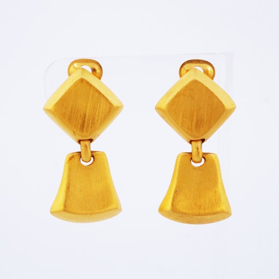 Brushed Gold Geometric Drop Earrings By Ann Taylo… - image 2