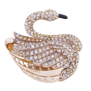 Crystal Pavé and Lucite Swan Brooch By Kenneth Jay Lane, 1980s