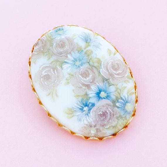 Vintage Limoges Style Painted Flower Porcelain Br… - image 2